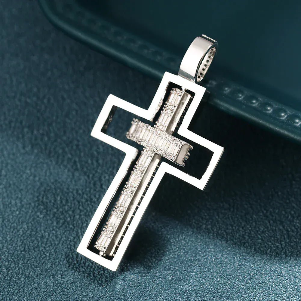 Reversible Iced Cross Pendant – “Double Blessing” Edition 30 IN FREE Rope - Shop Gold Supply