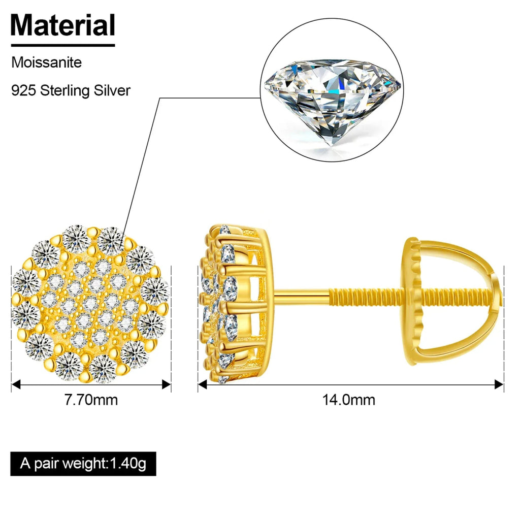 Round Halo Moissanite Stud Earrings – “Solar Burst” Edition White Gold - Shop Gold Supply