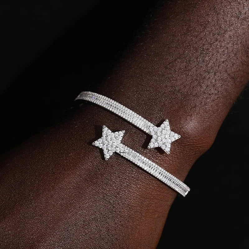 Shooting Star Wrap Bangle Bracelet – “Cosmic Trail” Edition VVS 5A CZ 7 IN - Shop Gold Supply