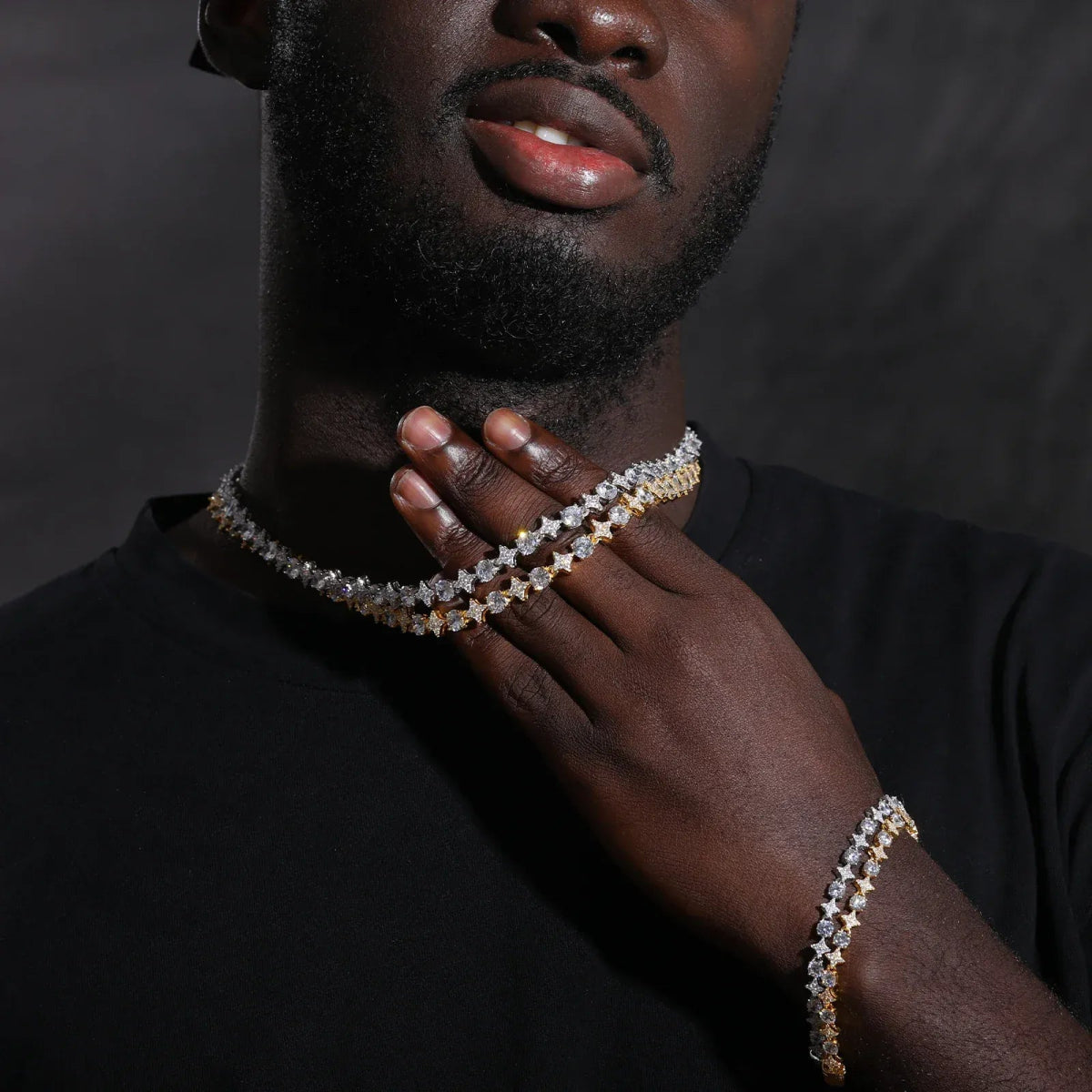 Starburst Tennis Bracelet – “Constellation Links” Edition White Gold 6MM S925 Moissanite 6 IN - Shop Gold Supply