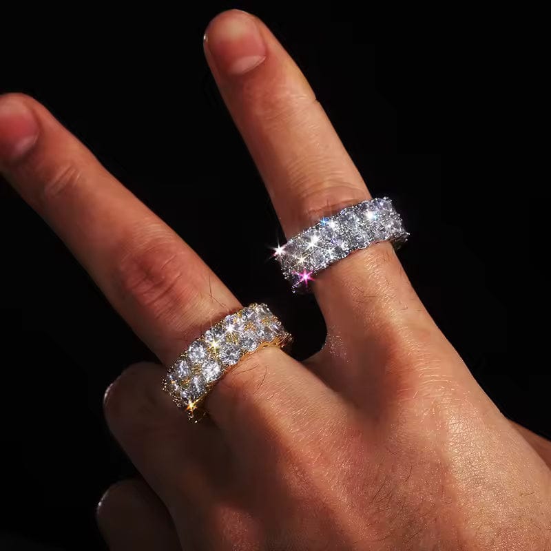 Two - Row Moissanite Band Ring – “Twinfire Ice” Edition Yellow Gold 8 - Shop Gold Supply