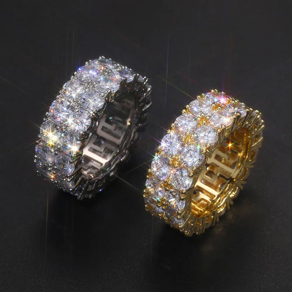 Two - Row Moissanite Band Ring – “Twinfire Ice” Edition Yellow Gold 8 - Shop Gold Supply